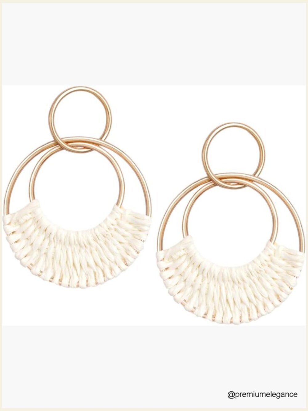 Boho Raffia Hoop Earrings Handmade Straw Wicker Dangle Earrings Summer Beach